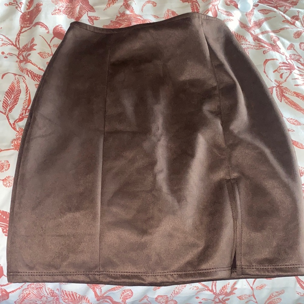 Women faux suede high waisted mini skirt